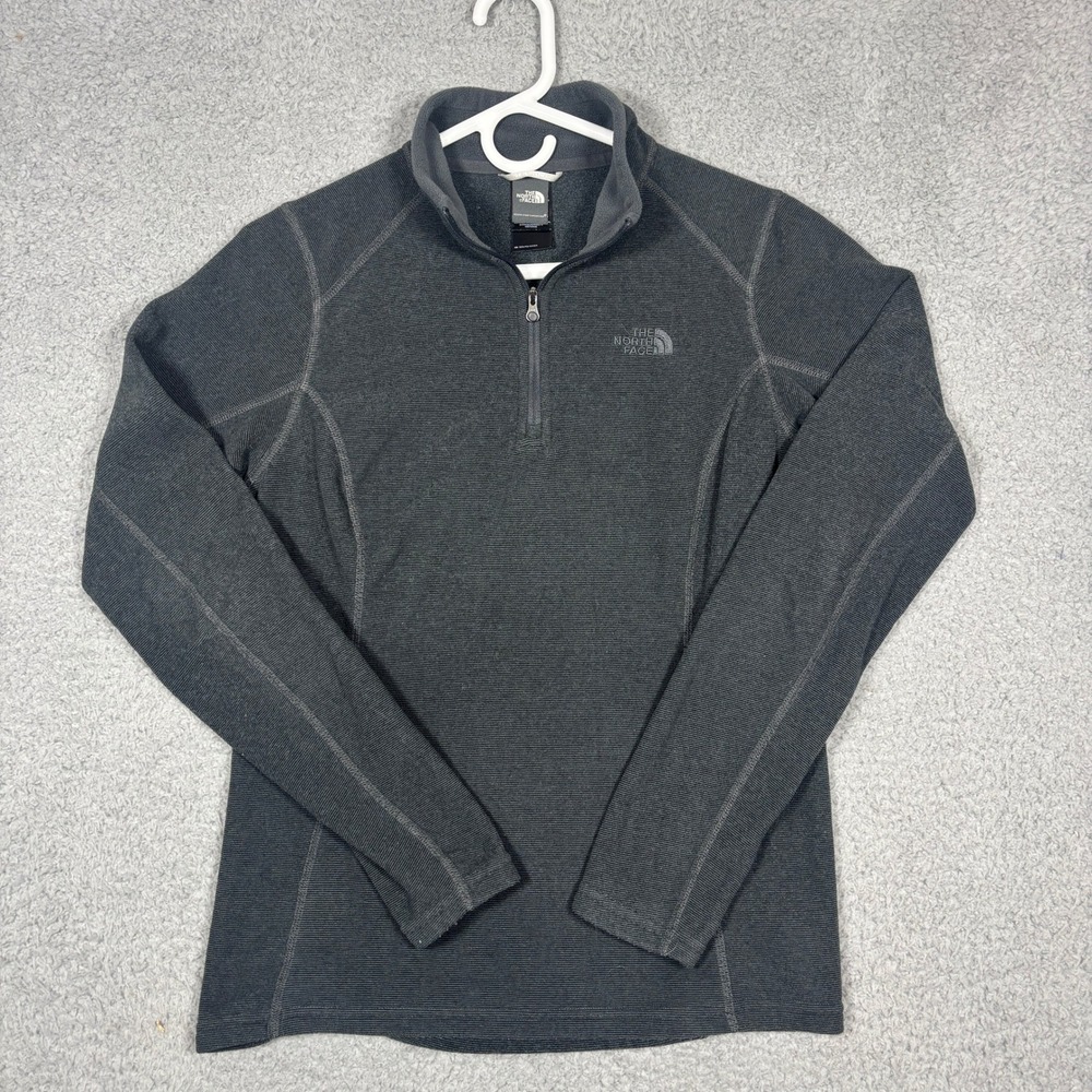 The North Face Pullover Womens Small Gray 1/4 Zip Ribbed Fleece Active Jacket